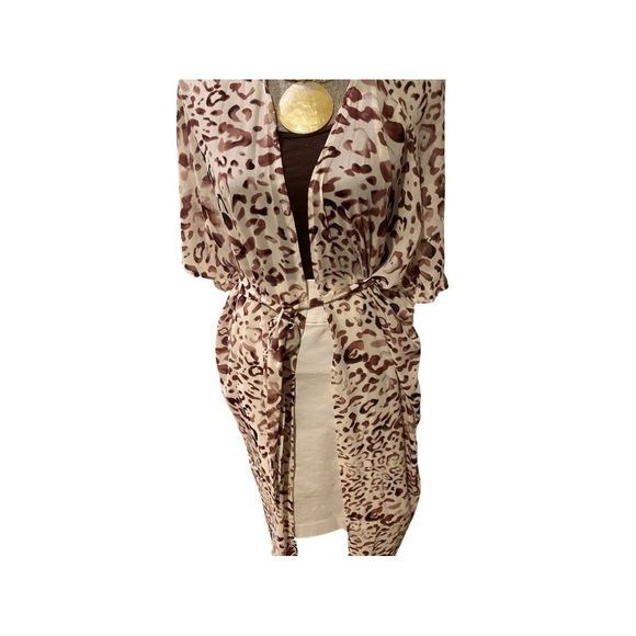 Sheer Animal Print Kimono with Belt - Picture 9 of 9